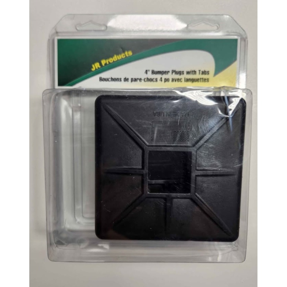 JR Products 208-A 4 Inch RV Bumper Plugs with Tabs Black 2 Pack NEW
